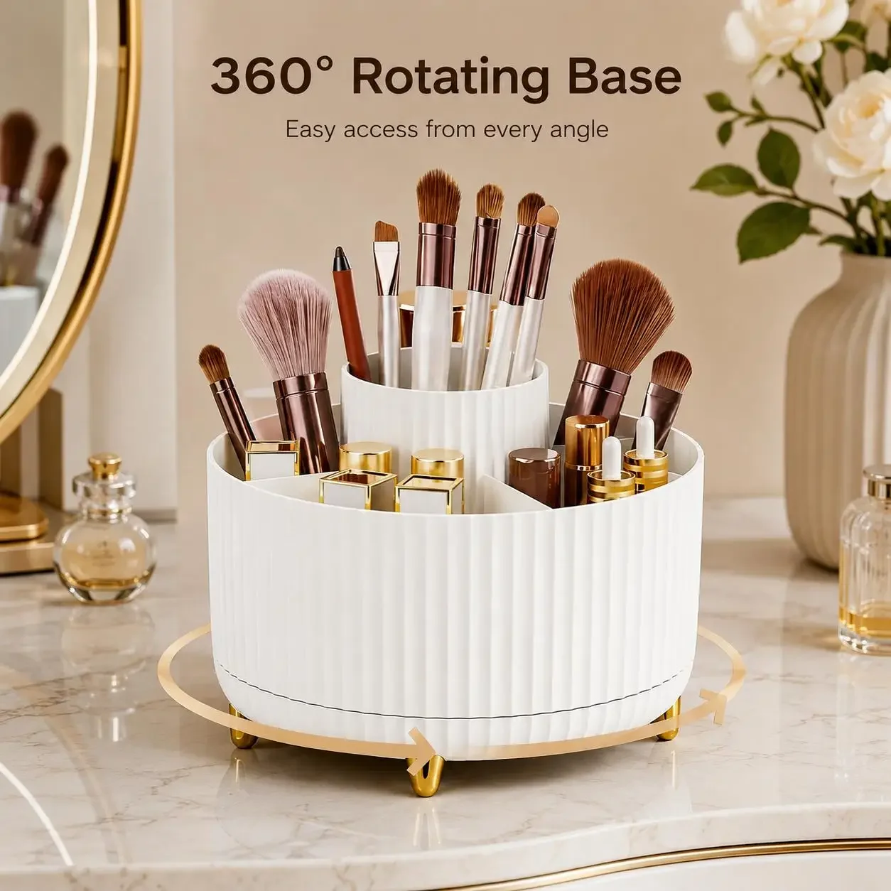 360 Rotating Makeup Organizer  - Luxury Skincare Makeup ulasan dan harga