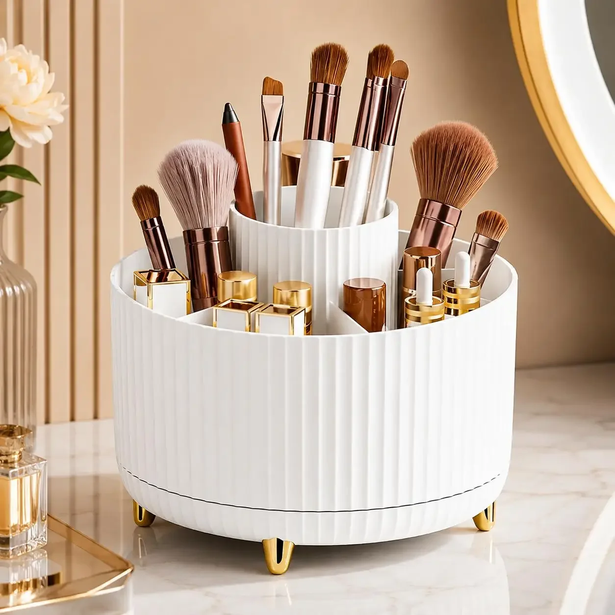 360 Rotating Makeup Organizer  - Luxury Skincare Makeup ulasan dan harga